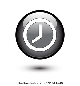 Clock icon on black glossy button
