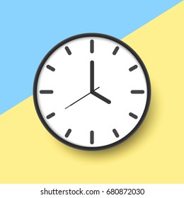 Clock Icon On Color Background, Flat Lay Style