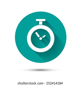 Clock icon on green background with shadow