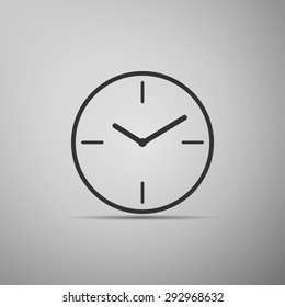 Clock icon on grey background. Vector Illustration