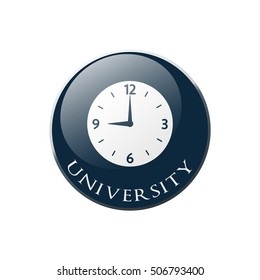 Clock Icon on Round dark blue Button Collection. Vector Illustration