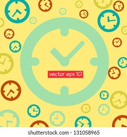 Clock icon on vintage background