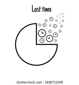 Clock Icon On White Background. Lost Time Concept, Vector Illustration.