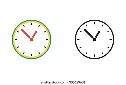 Clock  icon  on white background. Vector illustration.