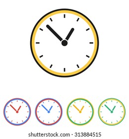 Clock  icon  on white background. Vector illustration.