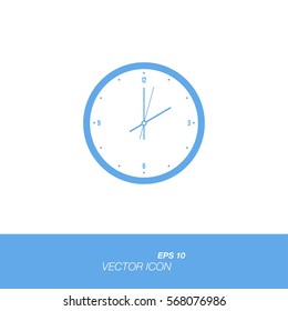 Clock icon on the white background. Flat vector illustration EPS 10.