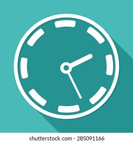 clock icon on white circle with a long shadow