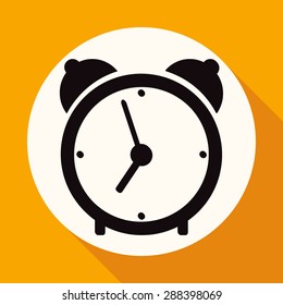 clock icon on white circle with a long shadow