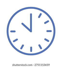 Clock Icon Opening Hours Business Time Vector Illustration for Shop and Cafe Sign. 
Clean and minimal vector illustration of a round clock showing business hours. Perfect for shop signs, cafe doors, restaurant entrances, and retail store displays. Scalable line art design in blue, ideal for print, digital, and signage use.