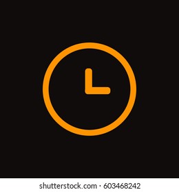 Clock icon. Orange icon on black background