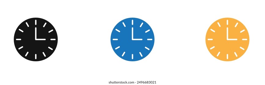 Clock icon outline collection or set in black and white