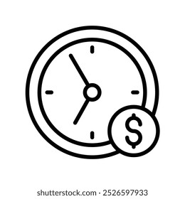 clock icon. Outline style design isolated on white background