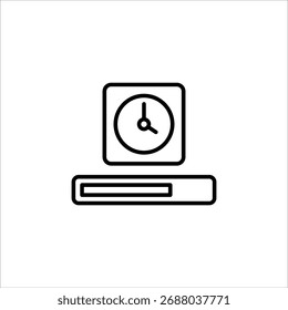 Das Uhrsymbol auf einem Laptop zeigt einen Systemzeitgeber oder eine geplante Aufgabe an.