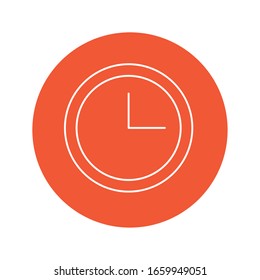 clock icon over red circle and white background, vector illustration