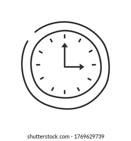 clock icon over white background, line style icon set, vector illustration