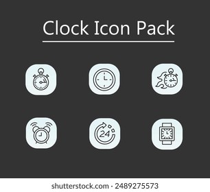 Paquete de iconos de reloj - iconos redondos - iconos blancos y negros - totalmente personalizable - formato eps