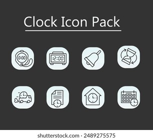 Clock icon pack - round icons - white and black icons - fully customizable - eps format