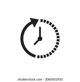 Icono de reloj. Icono de tiempo de paso con flecha. ilustración vectorial