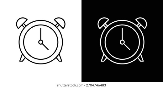 Icono de reloj píxel perfecto. Símbolo de contorno. Dibujo lineal simple.