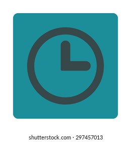 Clock icon from Primitive Buttons OverColor Set. This rounded square flat button is drawn with soft blue colors on a white background.