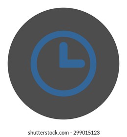 Clock icon from Primitive Round Buttons OverColor Set. This round flat button is drawn with cobalt and gray colors on a white background.
