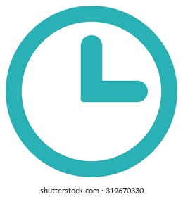 Clock icon from Primitive Set. This isolated flat symbol is drawn with cyan color on a white background, angles are rounded.