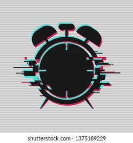 Clock Icon. Random Digital Signal Error. Glitch Image Of The Clock. Element Of Fashion Design. Vector