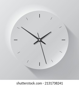 Clock icon in realistic style, timer on gray background. Business watch. Vector design element for you project