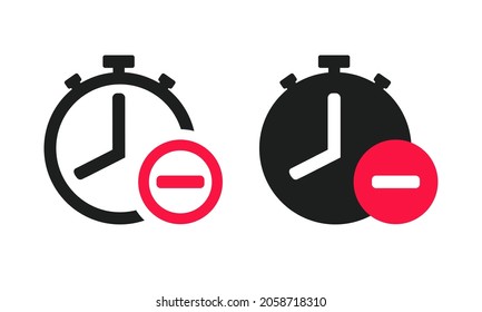 Clock Icon Reduce. Remove Time. Illustration Vector