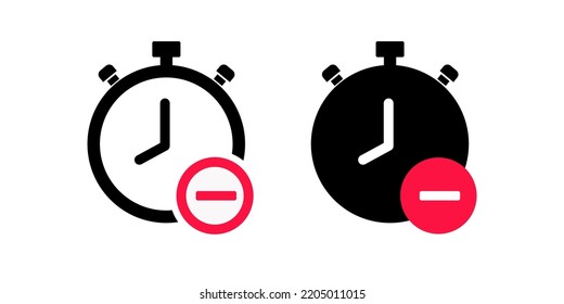 Clock icon reduce. Remove time. Illustration vector