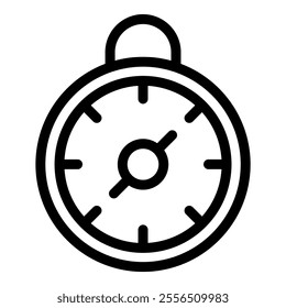 Clock icon representing time, measurement, or a timer, in a simple, bold style