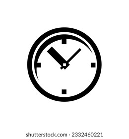 clock icon with round dial. Symbol or emblem. vector illustration