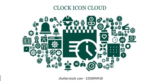 clock icon set. 93 filled clock icons.  Simple modern icons about  - Deadline, Setting, Wristwatch, Cogwheel, Wall clock, Bells, Watch, Backward, Bell, Pillow, Settings, Gear