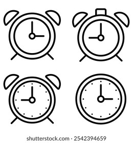 Clock icon set and alarm clock icon. Time icon vector set. Time and clock thin line style icon. vector illustration.