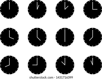 clock icon set with black colour 