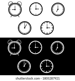 Clock icon set black white perfect for mobile banner flayer template pamphlet etc