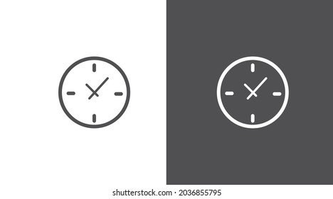 Clock Icon Set. Black and white set of flat isolated editable illustrations
