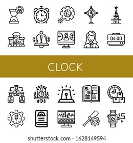 clock icon set. Collection of Hourglass, School, Alarm clock, Bell, Setting, Management, Clock, Manager, Kremlin, Manage, Gear, Cuckoo Alarm, Sound editing, Finance book icons