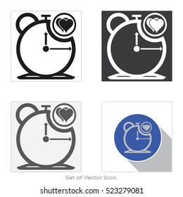 Clock icon. Set of flat style. Vector illustration.
