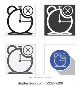 Clock icon. Set of flat style. Vector illustration.