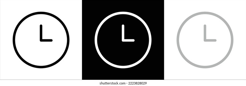 Uhrsymbol. Set von Uhren-Symbolen. Wall-Uhr-Symbol gesetzt. Zeit. Symbol für Apps und Websites. Vektorgrafik.