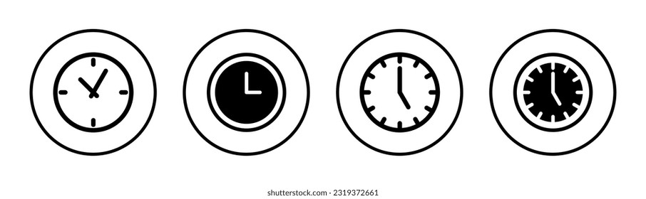 Ilustración de conjunto de iconos de reloj. Signo y símbolo de tiempo. icono de reloj