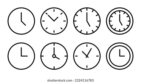 Ilustración de conjunto de iconos de reloj. Signo y símbolo de tiempo. icono de reloj