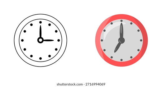 Ícone de relógio isolado em um fundo limpo, símbolos modernos mínimos que representam tempo, cronograma e produtividade, ideal para aplicativos, sites, design de interface do usuário e interfaces digitais.