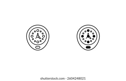 Clock icon set line and glyph vector illustration
