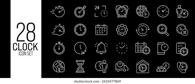 Clock Icon Set – Minimalist Time and Alarm Symbols