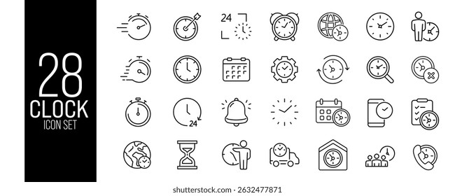 Uhrensymbol-Set - Minimalistische Zeit- und Alarmsymbole