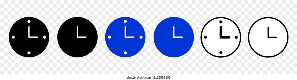 Juego de iconos de reloj. Pictograma de reloj moderno para aplicaciones. Ilustración vectorial aislada en fondo transparente.