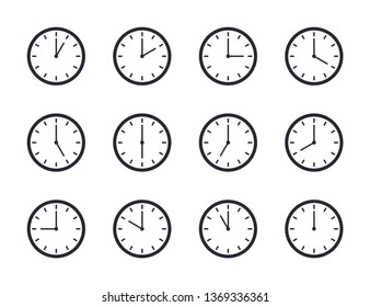 Clock icon set. Office clock icon. Time icon. Vector illustration, eps10.