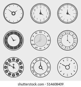 Clock Icon Set - Outline Isolated Vector Illustration.